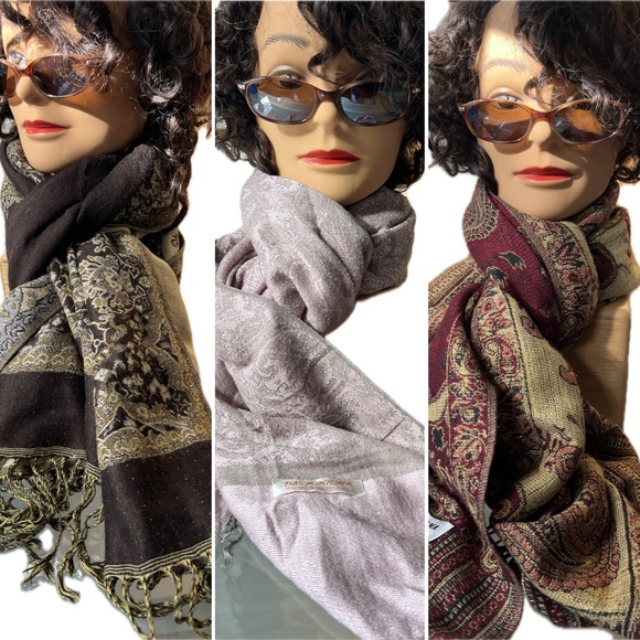 3️⃣Three Pashmina Oblong Scarves/Wraps | Insignificantly Imperfect | Reversible - Picture 3 of 16
